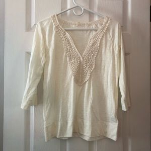 JCrew Ivory Top with Lace Detail medium